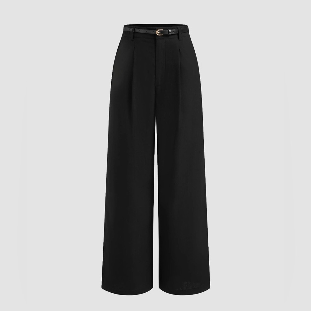 Cider Classic Black Wide-Leg Pants